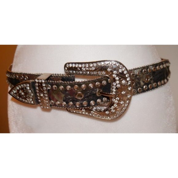BLAZIN ROXX Camo Real Tree Rhinestone Belt Leather Womens Western Sz S 27.5\